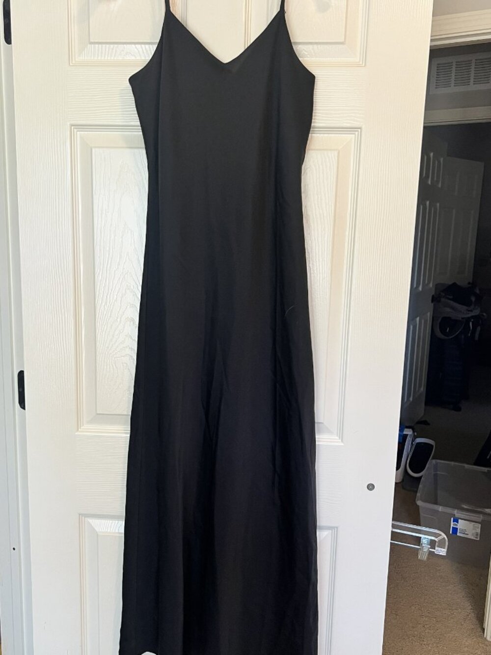 ASCollection Black Satin Slip Dress Women’s Size S Spaghetti Strap Maxi